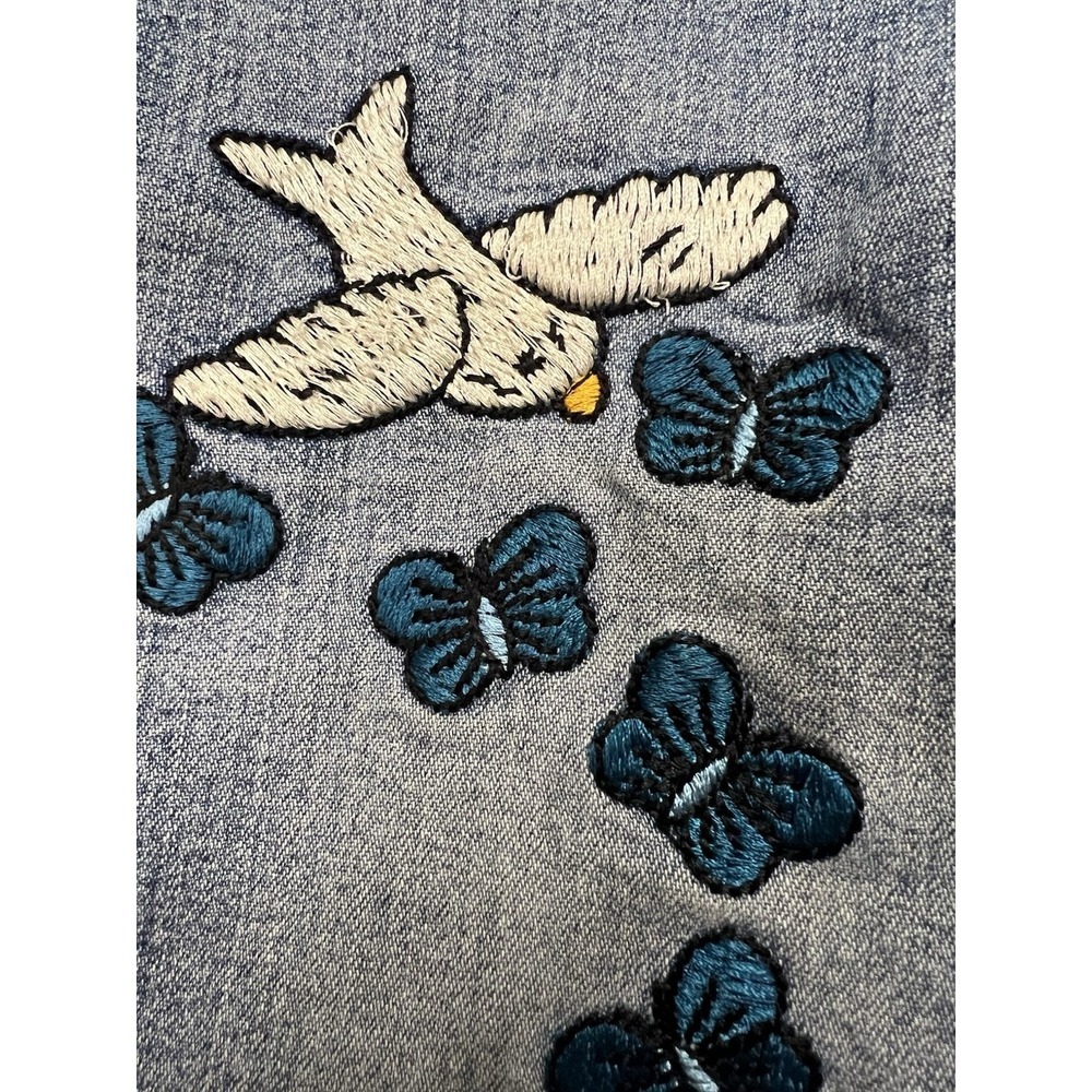 Y2K Jordache Girls Embroidered Butterfly & Bird Jeans Size 10 - Picture 6 of 12